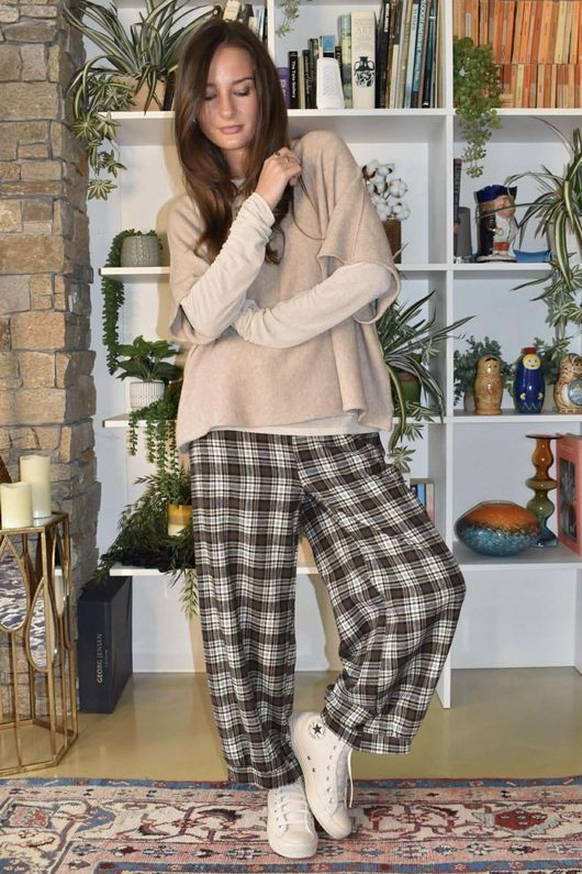 Patrick Plaid Brushed Cotton Demi Bloom Pant Earth